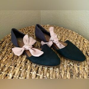 Tom’s Black Leather & Rose Jutti D’Orsay Flats- 7
